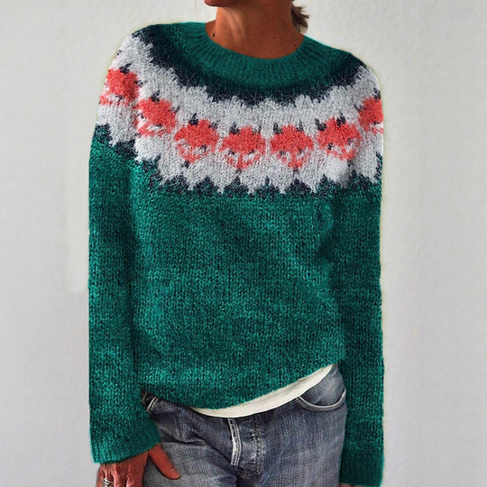 Damen nan Norwegerpullover aus Wollmix mit Rundhalsausschnitt und traditionellem Fair-Isle-Yoke EB