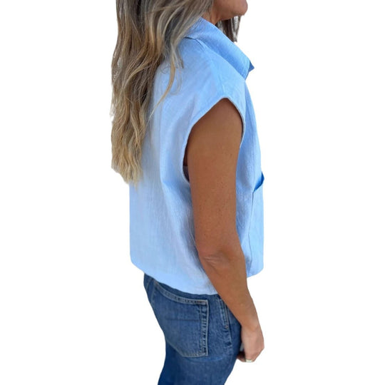 Damen Kurzarm Bluse mit praktischen Taschen EB