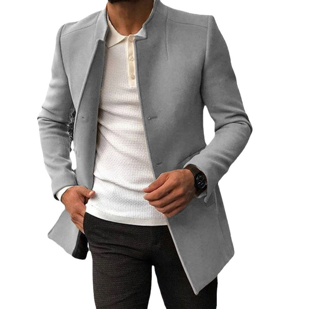 Herren modischer Mantel mit modernem Kragen und tailliertem Schnitt EB