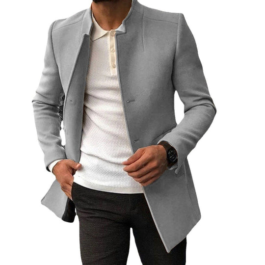 Herren modischer Mantel mit modernem Kragen und tailliertem Schnitt EB