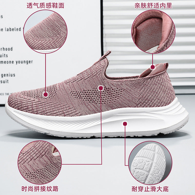 Damen Bequeme Slip-On Sneakers mit atmungsaktivem Obermaterial und dämpfender Sohle EB