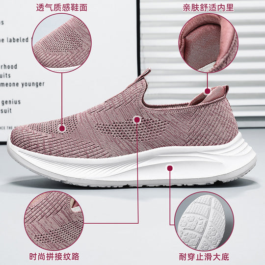 Damen Bequeme Slip-On Sneakers mit atmungsaktivem Obermaterial und dämpfender Sohle EB