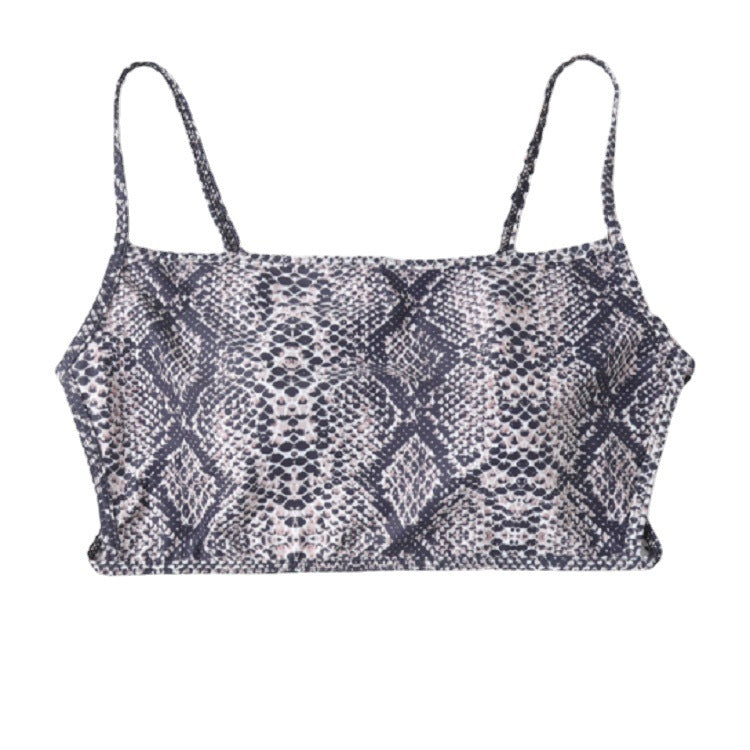 Damen Cropped Bikinioberteil mit Schlangenleder-Design EB