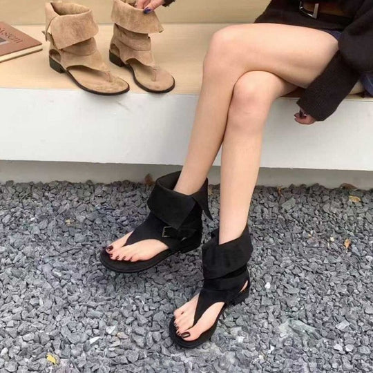 Damen modische Zehenstegsandalen mit verstellbarem Riemen EB