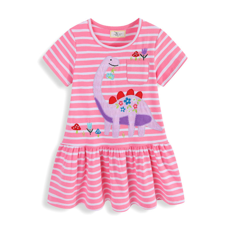 Mädchen Freizeitkleid mit verspieltem Dinosaurier-Motiv und Rüschensaum EB