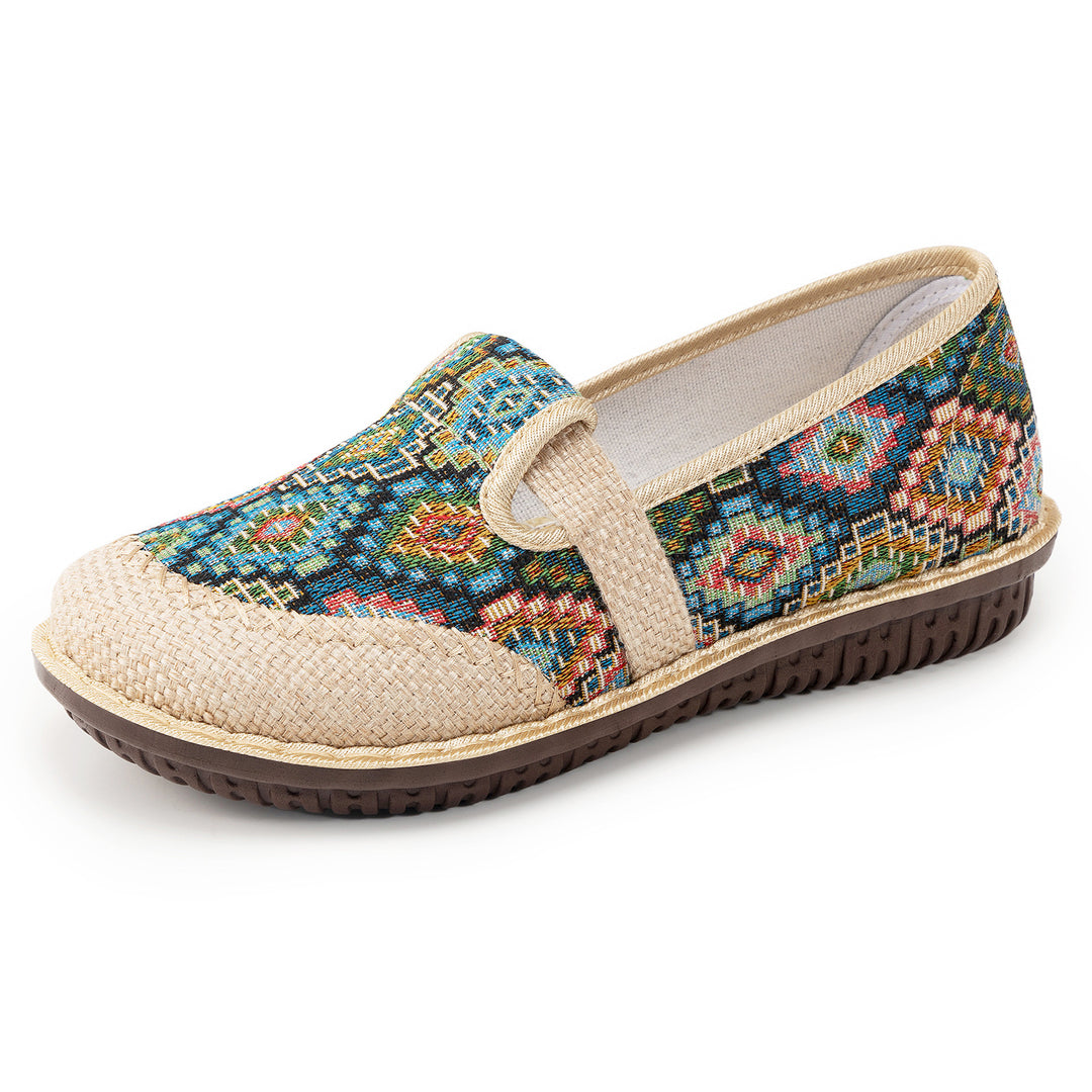 Damen Bequeme Slip-On Clogs mit buntem Jacquard-Muster EB