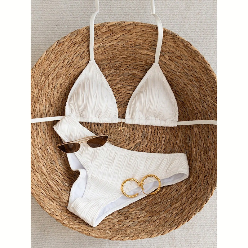 Damen Triangel-Bikini mit strukturiertem Oberteil und hoher Taille EB
