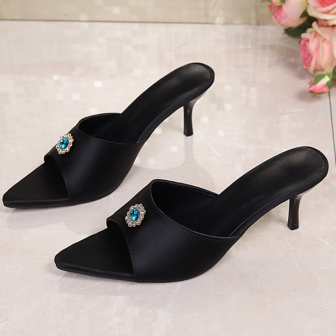 Damen eleganter mules mit feiner Applikation EB
