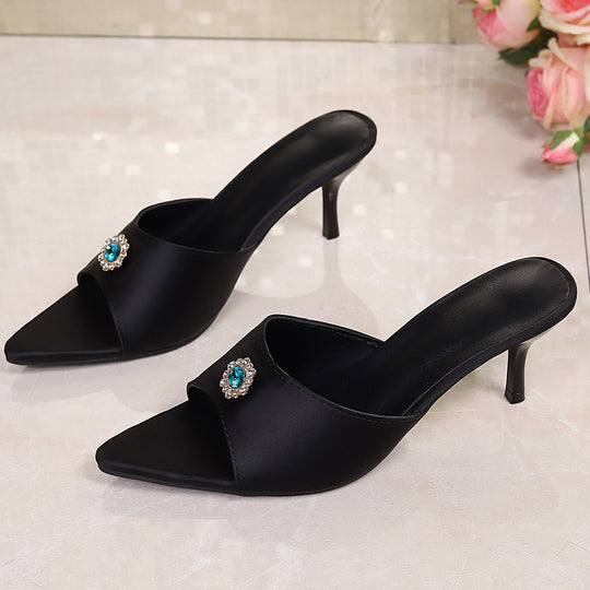Damen eleganter mules mit feiner Applikation EB
