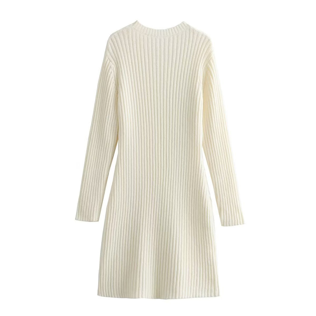 Damen Strickkleid mit modernem Rippendesign EB
