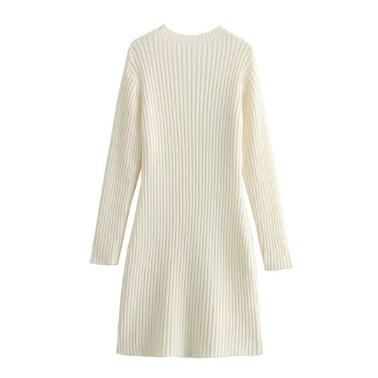 Damen Strickkleid mit modernem Rippendesign EB