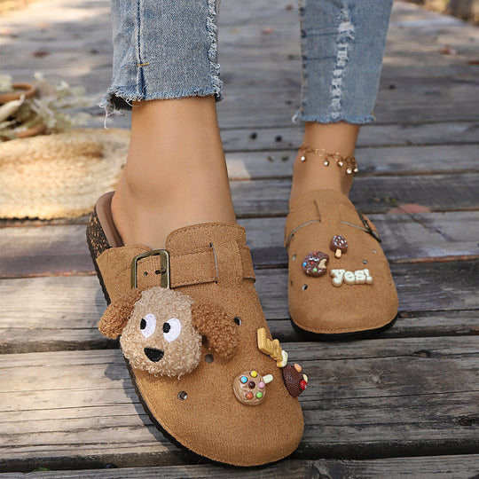 Damen Bequeme Clogs mit süßem Dekor und verstellbarem Riemen EB