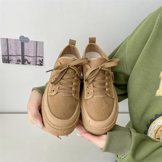 Damen Plattform Sneakers mit luxuriösem Wildleder-Obermaterial und modischem Schnürdesign EB