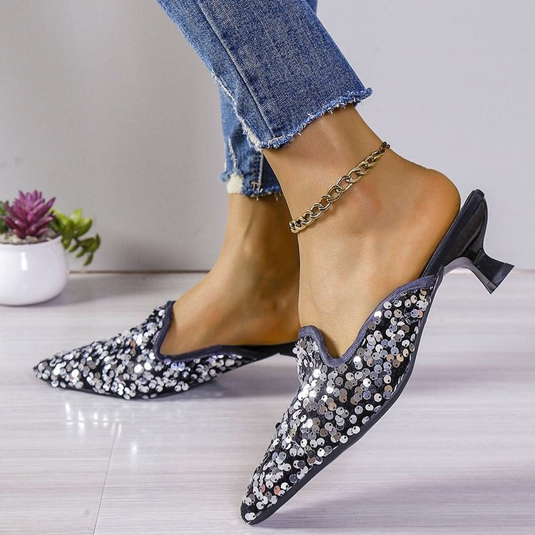 Damen Glamouröse Pumps mit funkelnden Strass-Applikationen EB