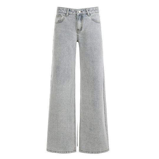 Damen hochgeschnittene weite Jeans EB