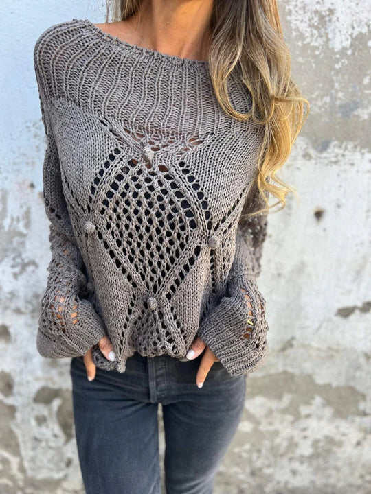 Damen Strickpullover mit offener Maschenstruktur EB