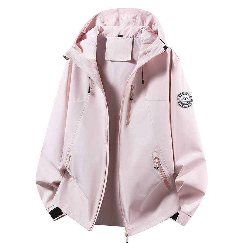 Unisex ultraleichter wasserdichter Kapuzenblouson mit verschweißten Nähten und Brust-Reißverschluss EB