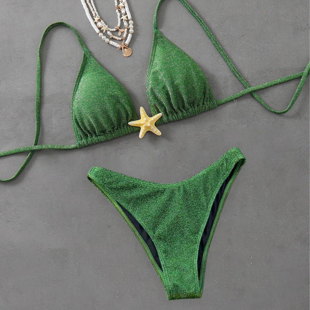 Damen Triangel-Bikini mit modischem Glitzer-Effekt EB