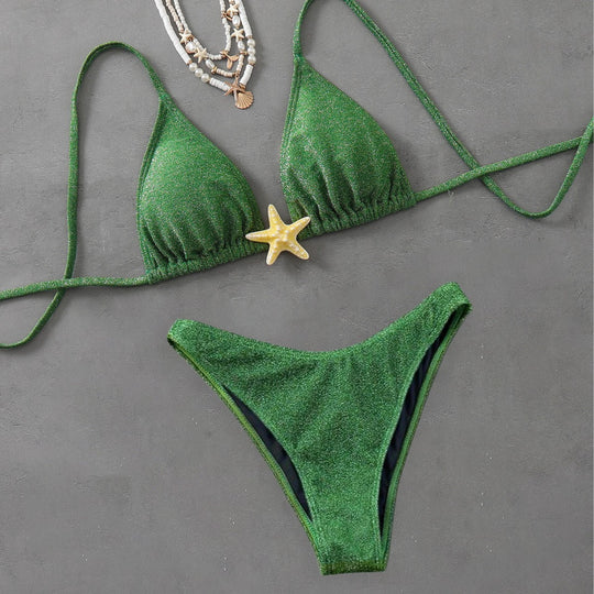 Damen Triangel-Bikini mit modischem Glitzer-Effekt EB