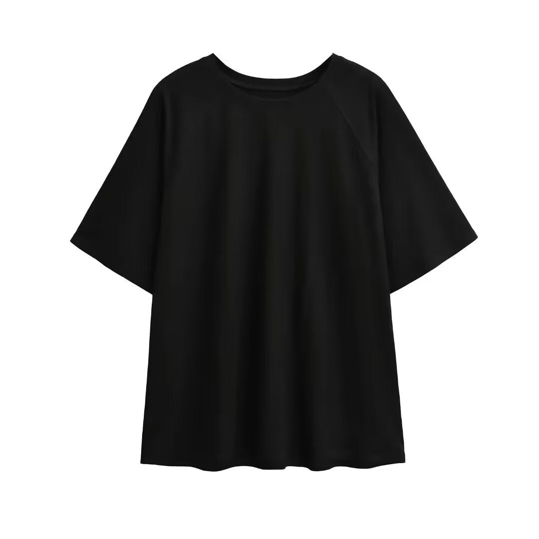 Damen lässiges T-Shirt mit überschnittenen Ärmeln EB