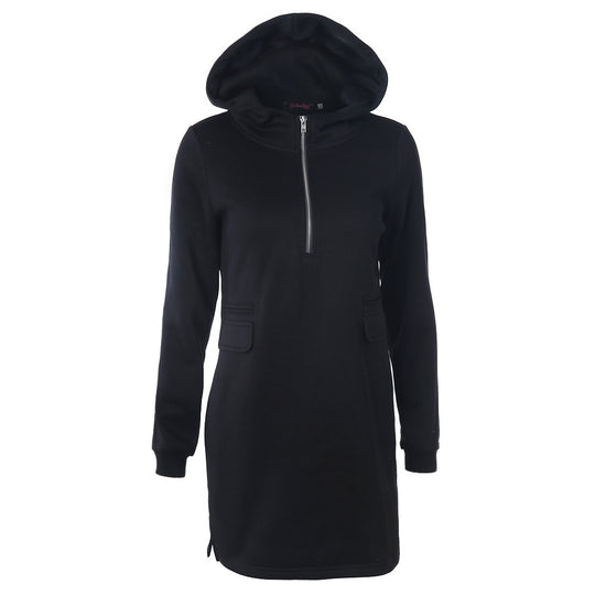 Damen Sweatshirtkleid mit Kapuze und Reißverschluss EB