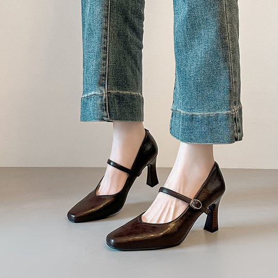 Damen elegante Mary Jane Pumps mit schickem Riemchen EB