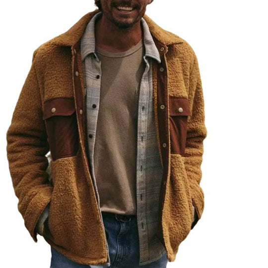 Herren Fleece-Jacke mit doppellagigem Design und praktischen Taschen EB