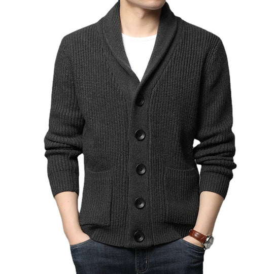 Herren Strickjacke mit Schalkragen und praktischen Taschen EB