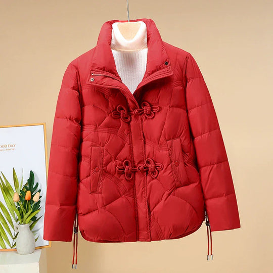 EB | Puffer-Jacke - Kurzes Modell - Geometrisch Gequiltet - Froschknöpfe - Verstellbarer Saum