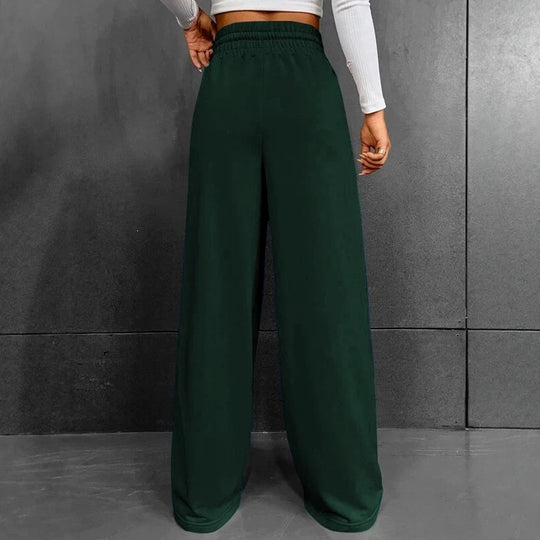 Damen nan weite High-Waist Palazzo-Jogginghose mit Kordelzug und Bügelfalte EB
