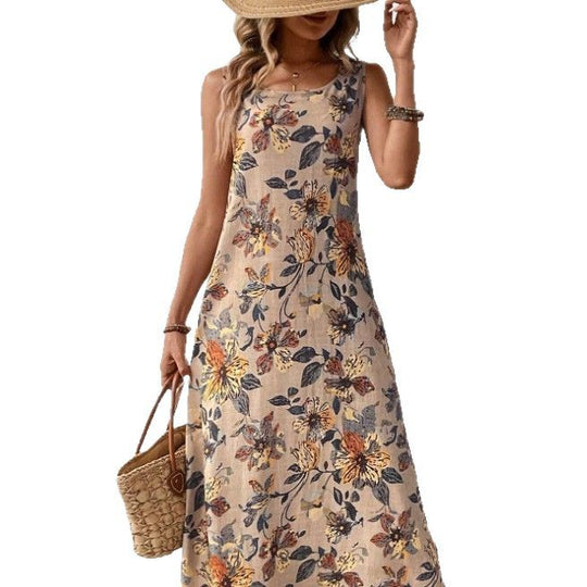 Damen Langes Sommerkleid mit floralem Muster und elegantem Schnitt EB
