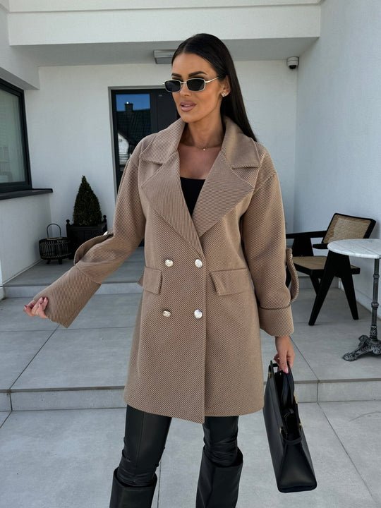 Damen Eleganter Oversized-Blazer mit doppelter Knopfleiste und praktischen Taschen EB