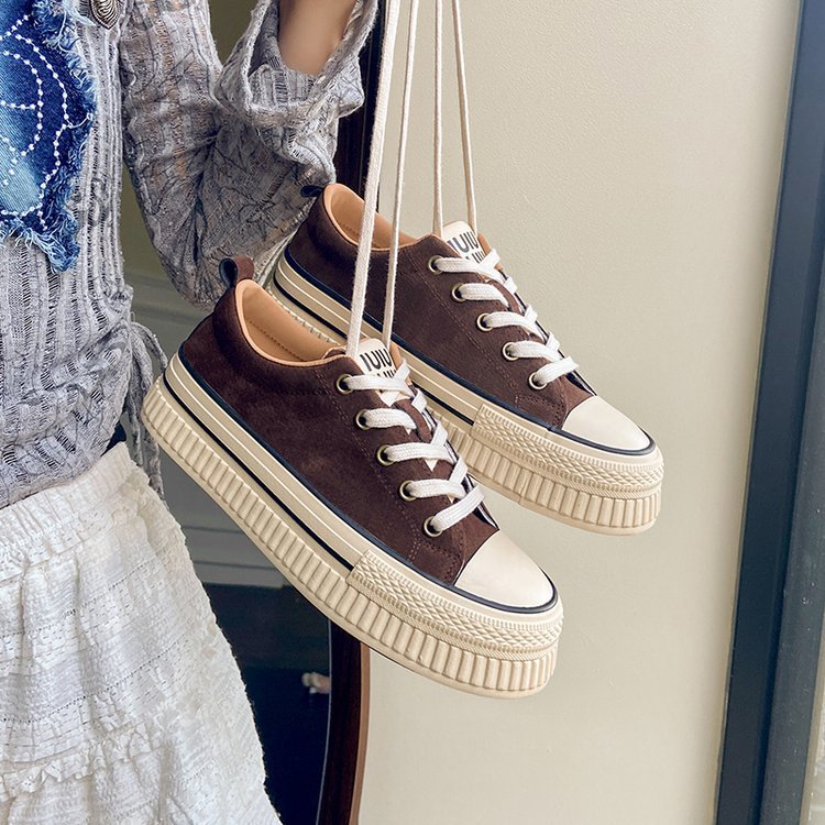 Damen modische Sneakers mit robustem Plateau und klassischem Design EB