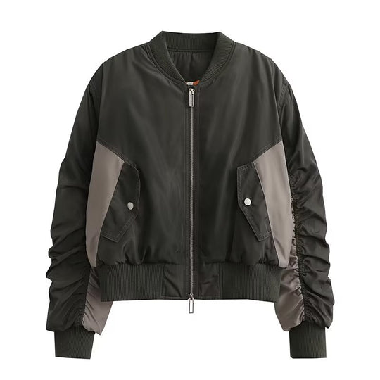 Damen modische Bomberjacke mit strukturiertem Design und praktischen Taschen EB