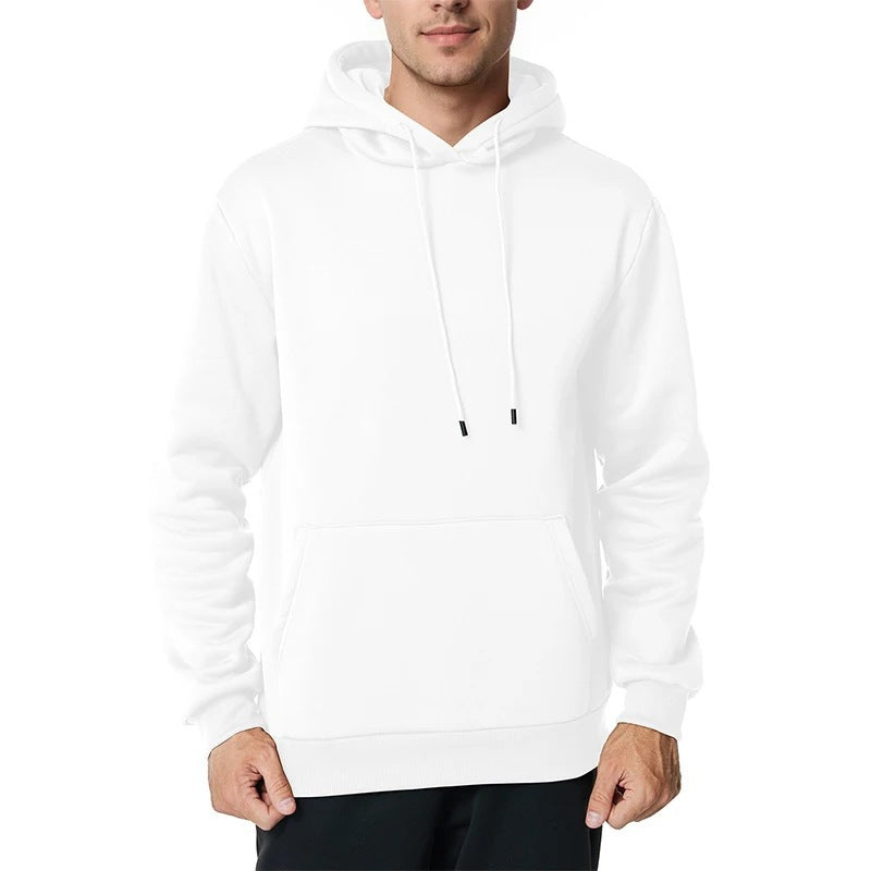 Herren nan minimalistischer Kapuzenpullover mit weichem Fleece-Innenfutter und Kängurutasche EB