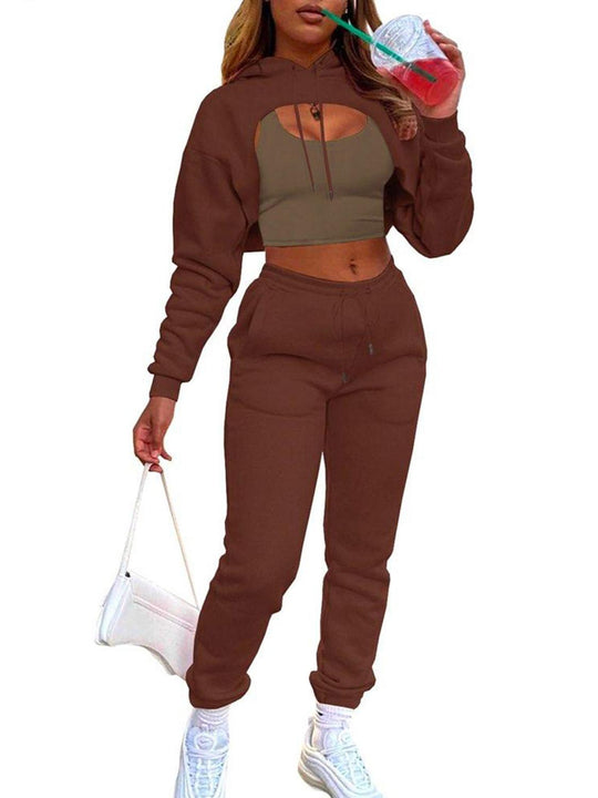 Damen Sportliches Zweiteiliges Set mit kreativem Cut-Out EB