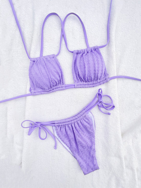 Damen Triangel-Bikini mit Rippstruktur und verstellbaren Trägern EB