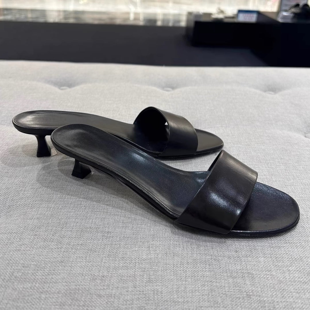 Damen elegante Slides mit breitem Satin-Riemen und komfortablem Fußbett EB