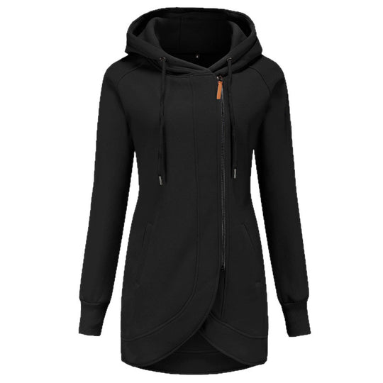 Damen lässiger Kapuzenmantel mit asymmetrischem Schnitt EB