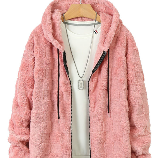 Damen Flauschige Fleecejacke mit Kapuze EB