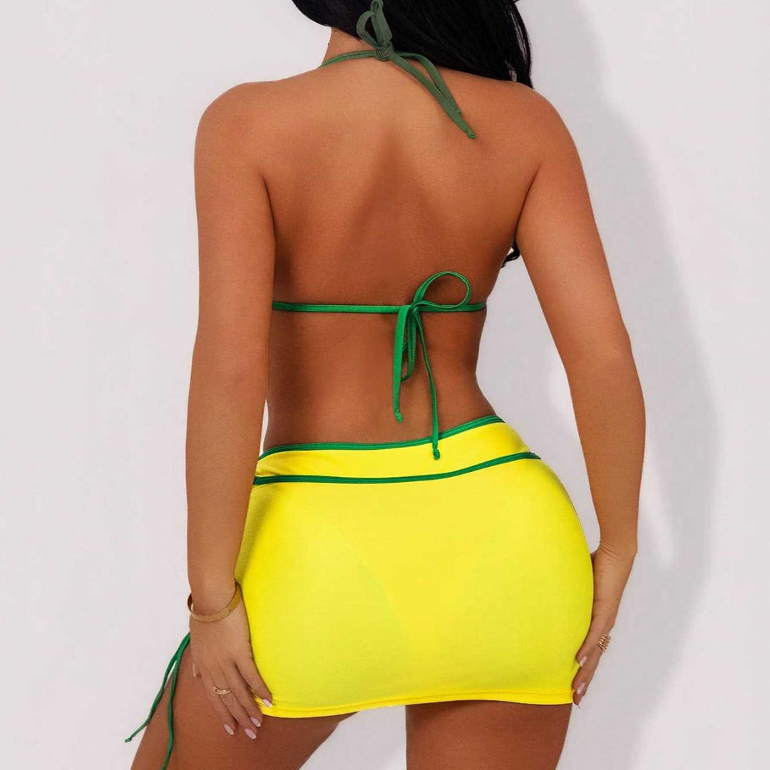 Damen Zweiteiliges Badekleid mit Schnitt und Rüschendetails EB