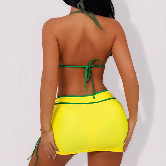 Damen Zweiteiliges Badekleid mit Schnitt und Rüschendetails EB