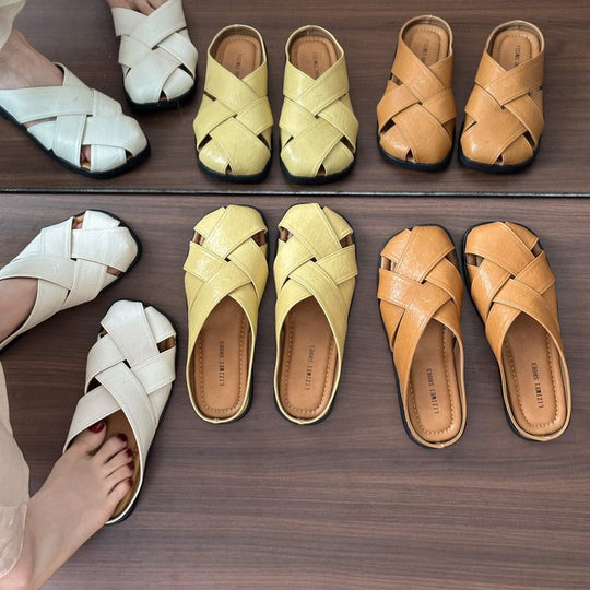 Damen bequeme und stylische Clogs mit modernen Kreuzriemen EB