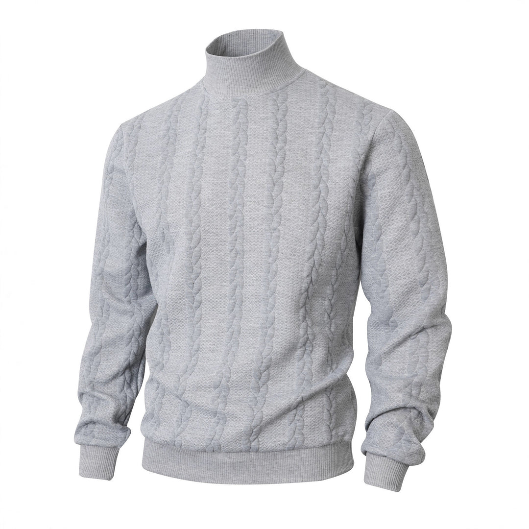 Herren Rollkragenpullover mit Zopfstrickmuster und gerippten Bündchen EB