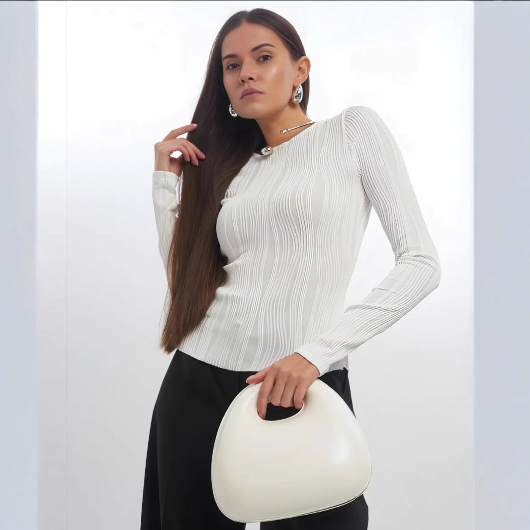 Damen Langarmshirt mit elegantem Rippenmuster EB