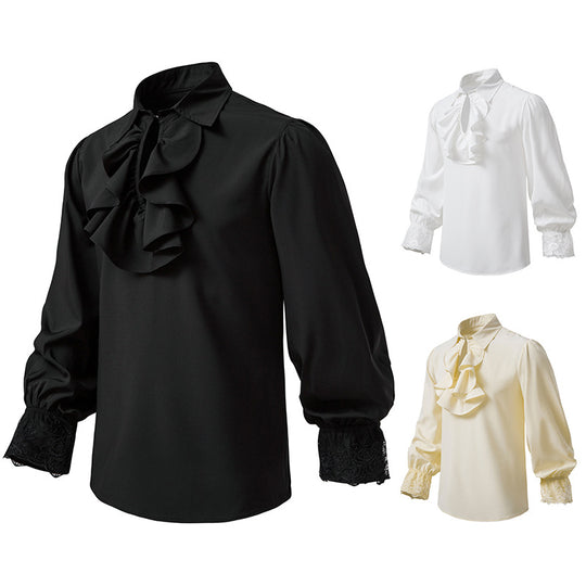 Damen Bluse mit Rüschendetails und Spitzenabschlüssen EB