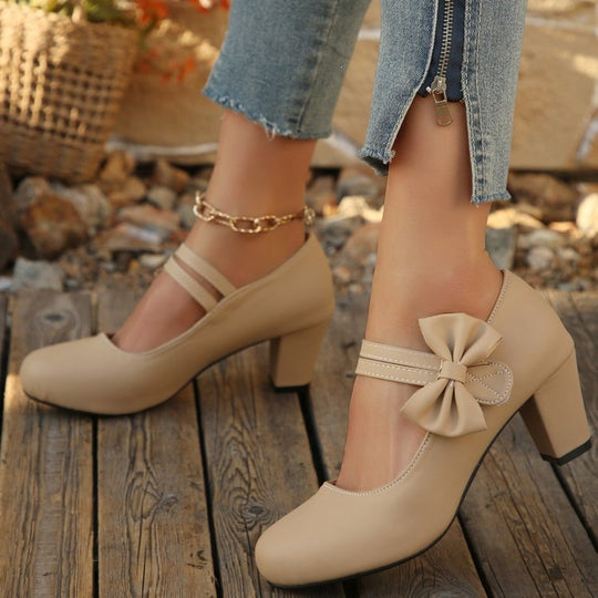 Damen Pumps mit verstellbarem Riemen und dekorativem Schleifendetail EB