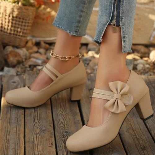 Damen Pumps mit verstellbarem Riemen und dekorativem Schleifendetail EB