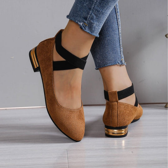 Damen Elegante Ballerinas mit elastischem Riemchen EB