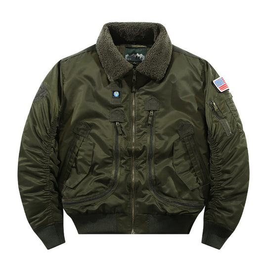 Herren Fliegerjacke mit Sherpa-Kragen und multifunktionalen Taschen EB